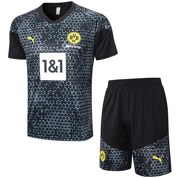 Borussia dortmund training jersey sportswear uniform men's soccer shirt football sports black kit top t-shirt 2023-2024